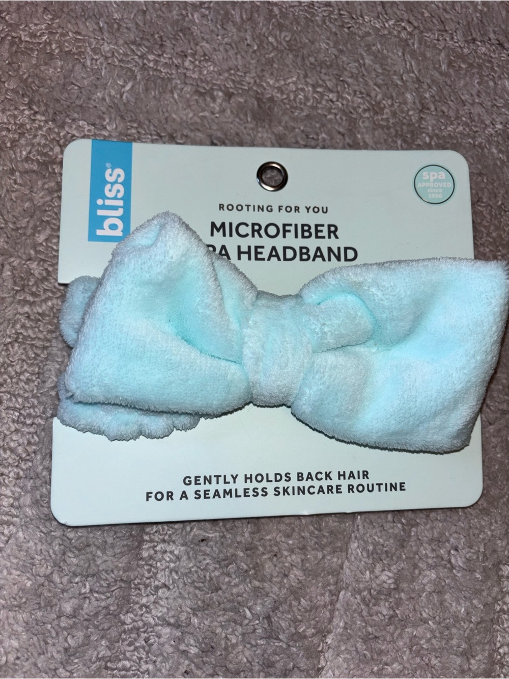bliss Microfiber Spa Headband - Light Aqua NWT